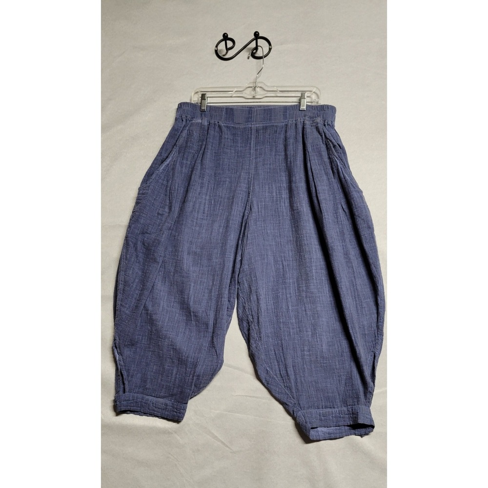 Blue Barrel Legs Kekoo Pants With Stretchy Waist And Buttoned Cuffs Size XL